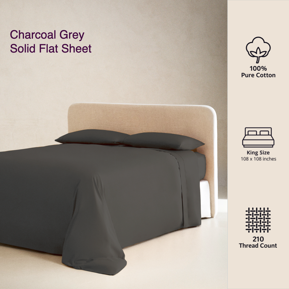 CHARCOAL GREY | SOLID FLAT SHEET | 210TC