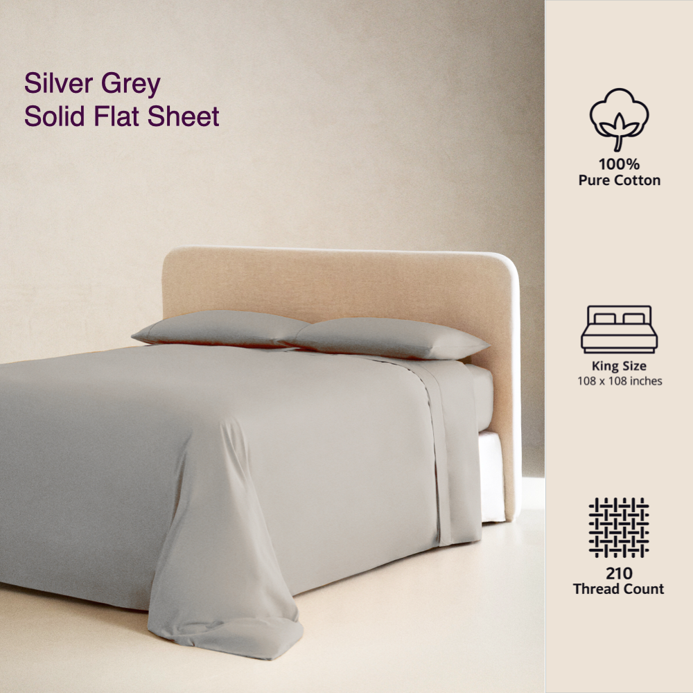 SILVER GREY | SOLID FLAT SHEET | 210TC