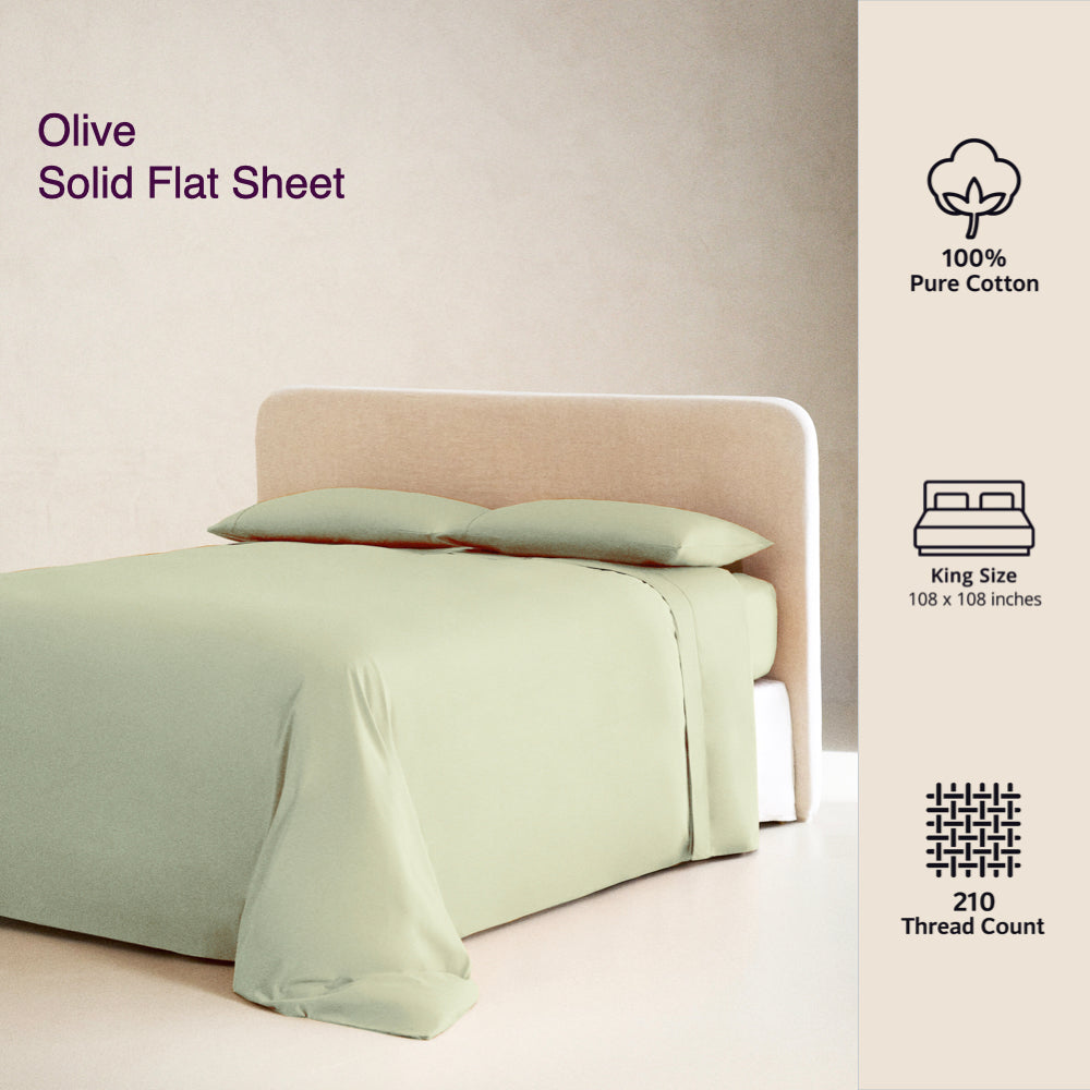 OLIVE | SOLID FLAT SHEET | 210TC