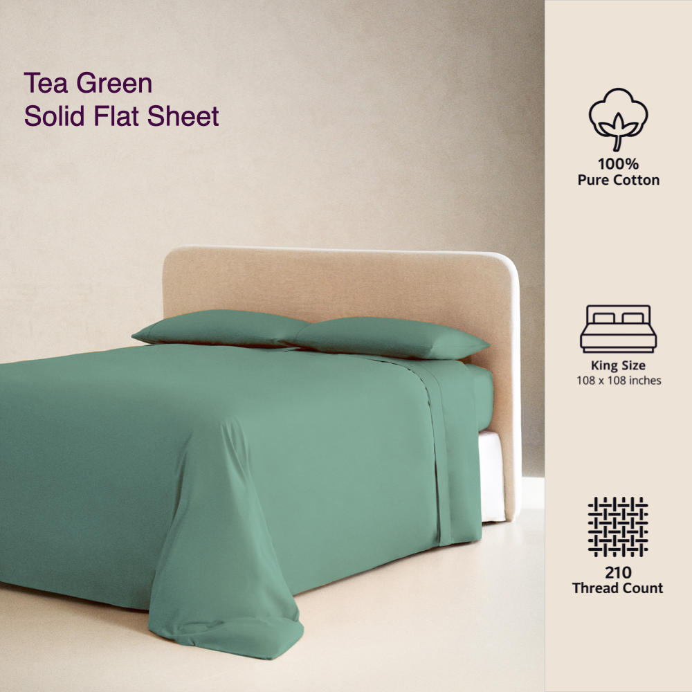 TEA GREEN | SOLID FLAT SHEET | 210TC