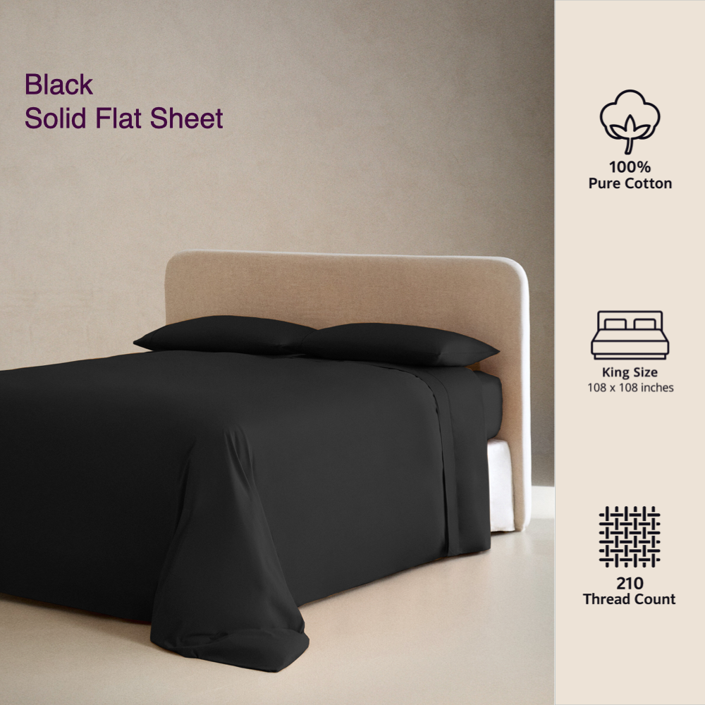 BLACK | SOLID FLAT SHEET | 210TC