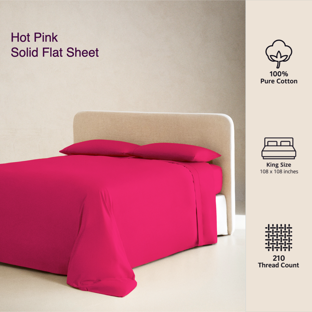 HOT PINK | SOLID FLAT SHEET | 210TC