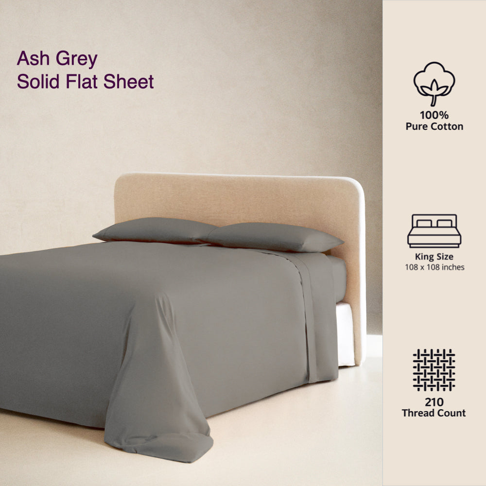 ASH GREY | SOLID FLAT SHEET | 210TC
