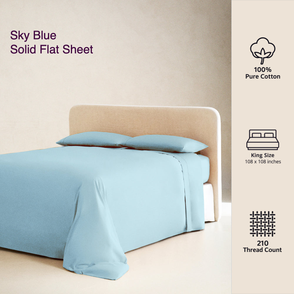 SKY BLUE | SOLID FLAT SHEET | 210TC