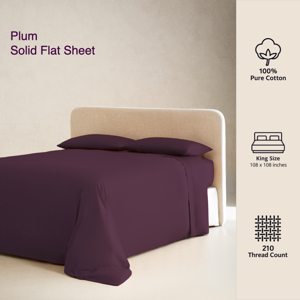 PLUM | SOLID FLAT SHEET | 210TC