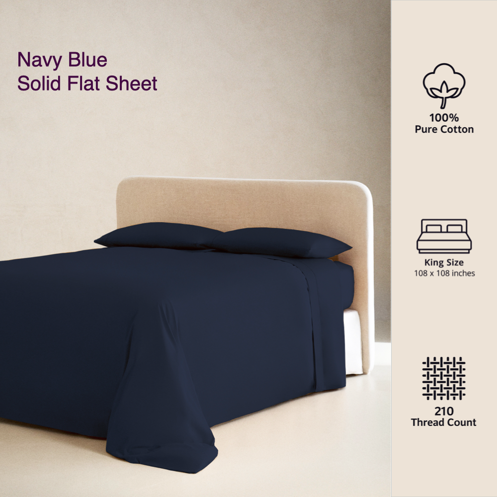 NAVY BLUE | SOLID FLAT SHEET | 210TC