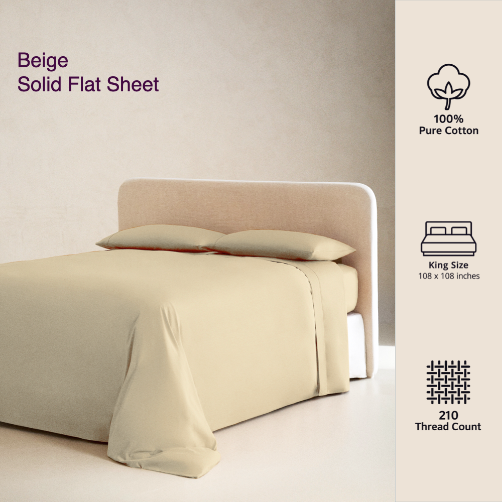 BEIGE | SOLID FLAT SHEET | 210TC