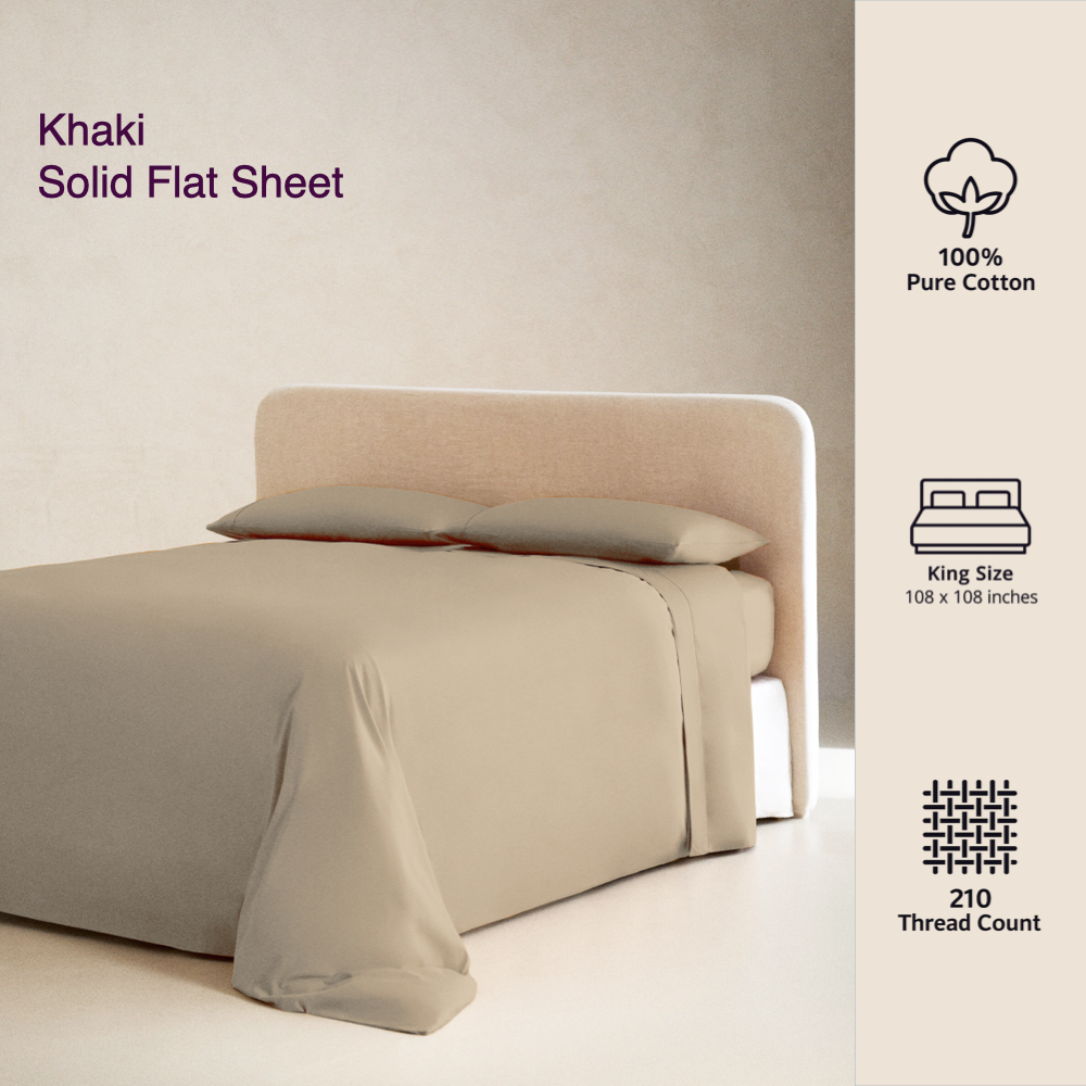 KHAKI | SOLID FLAT SHEET | 210TC